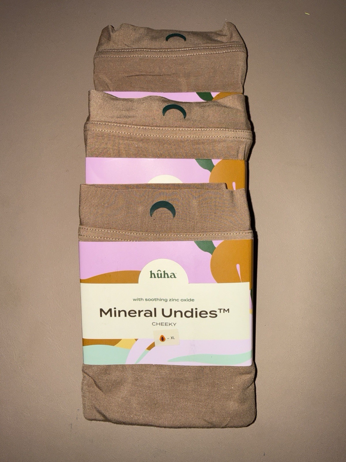 HUHA Women’s Mineral Undies ZINC OXIDE Soft Cheeky Panty TAN NWT XL (Lot of 3)