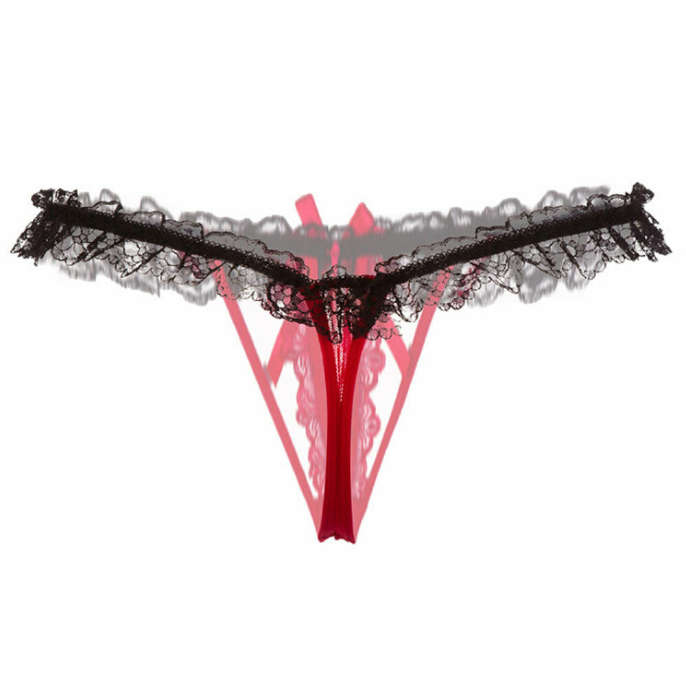 Sexy Women Pearl Lace Thong G-string Panties Lingerie Underwear Crotchles T-back