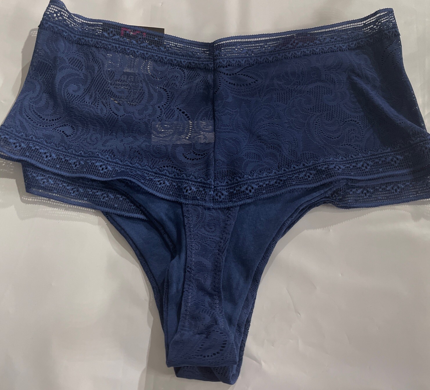 6 Pair Smooth It Out Lace Thong Panty Navy Blue NWT Small Underwear $79 Value