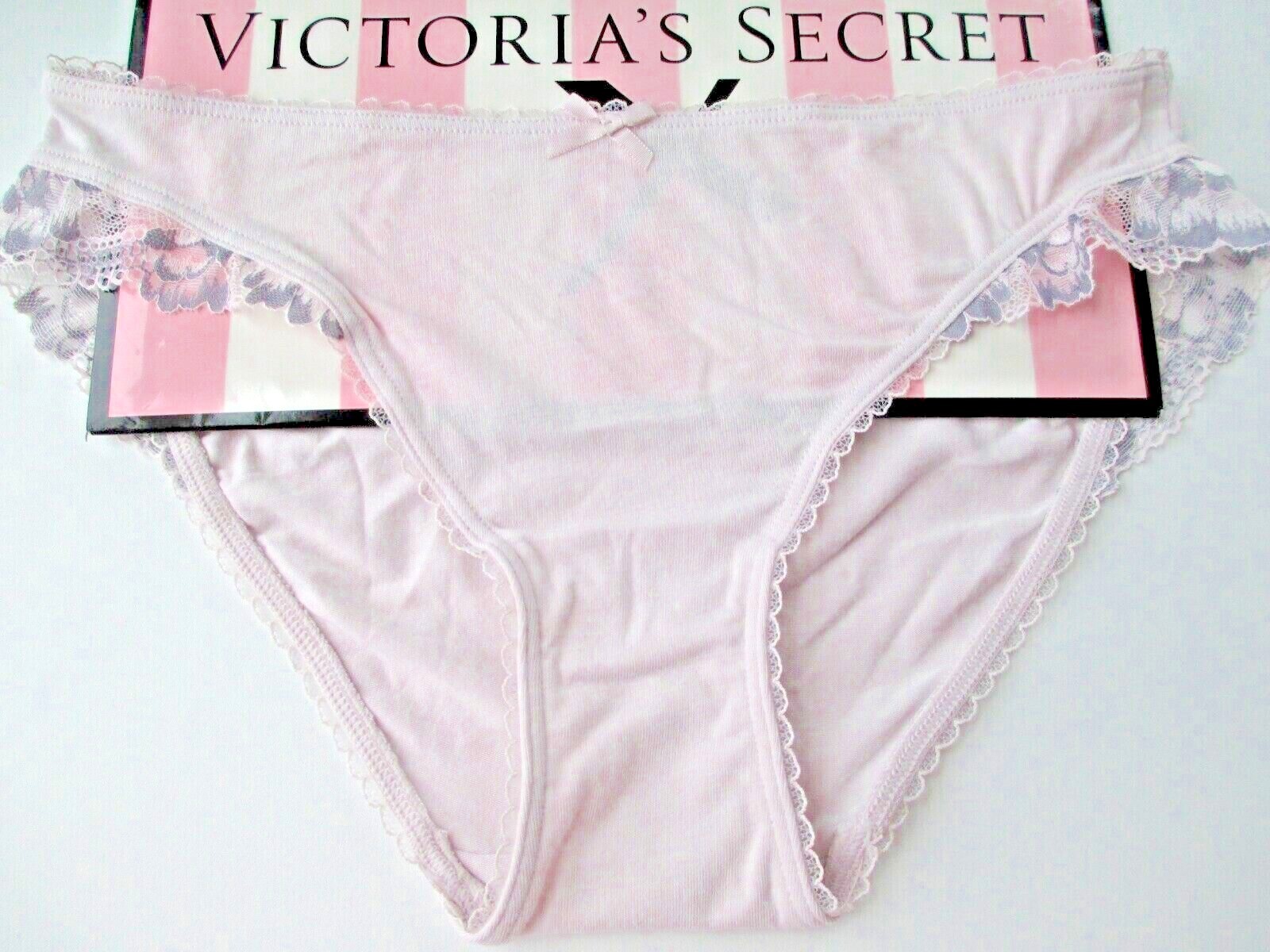 VICTORIA’S SECRET Cotton Bikini Panty S 2XL Lace Trim NWT Purple VS