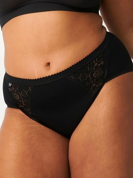Sloggi 4 Pack Chic Midi Brief Knickers, Black Size 20