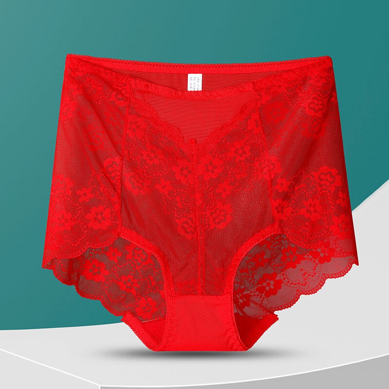 2 Pack High Waist Briefs Tummy Control Girdles Lace Shaper Panties M-3XL