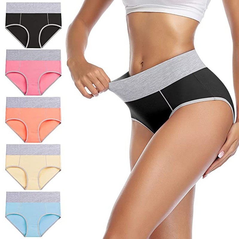 5 Pack Women’s Cotton High Waist Panties Soft Stretch Breathable Briefs