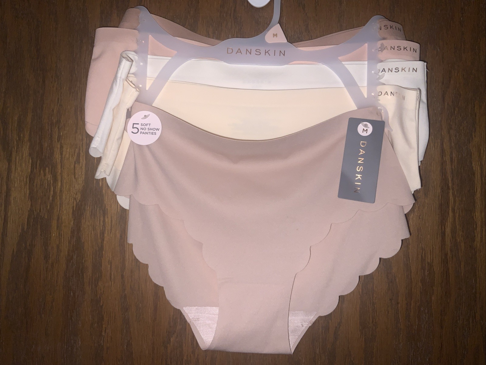 Danskin Intimates 5 Soft No Show Panties Neutral Pink Colors NWT