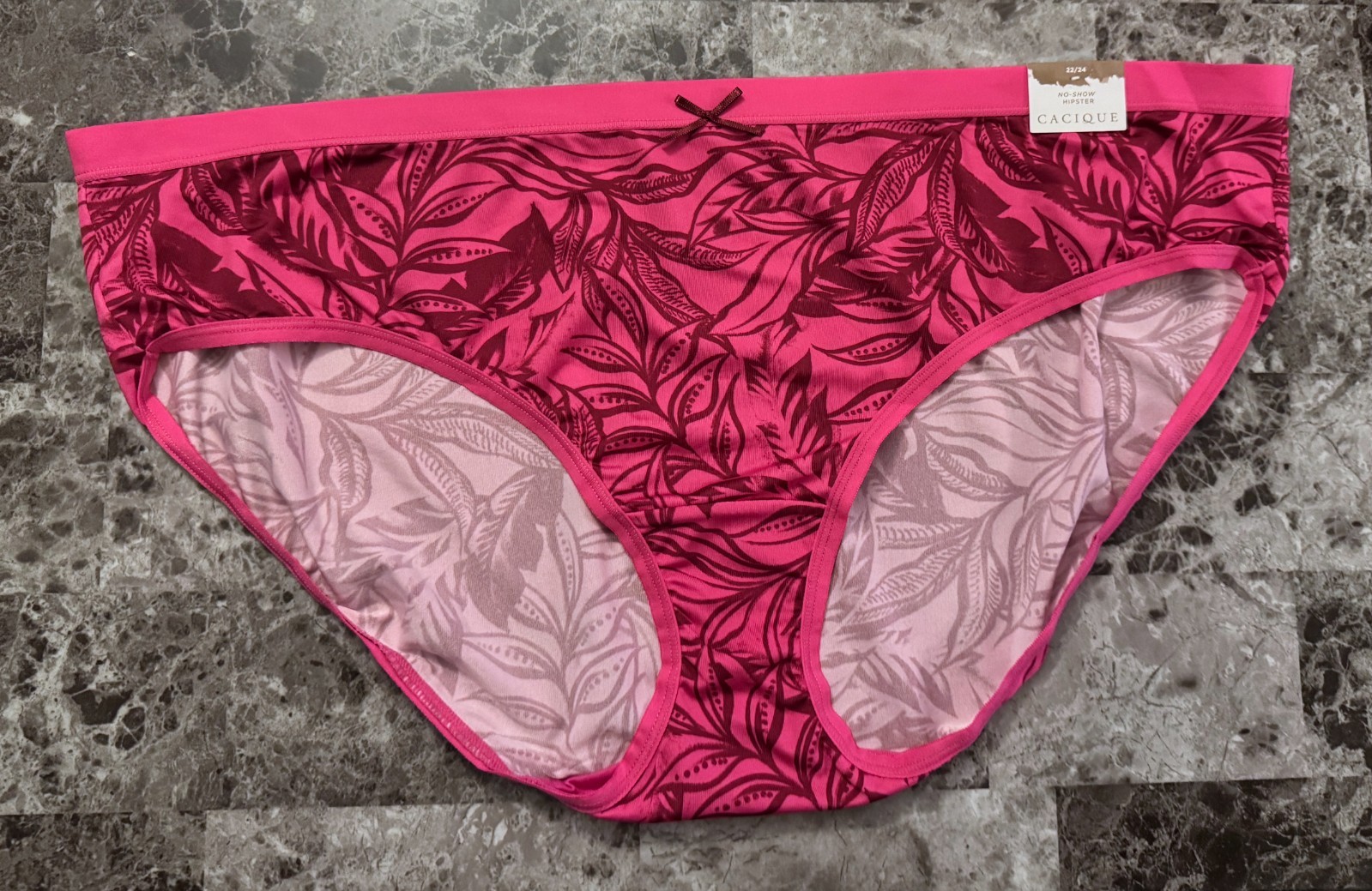 NWT CACIQUE LANE BRYANT 22/24 SMOOTH PINK PALM FERN NO SHOW HIPSTER PANTIES