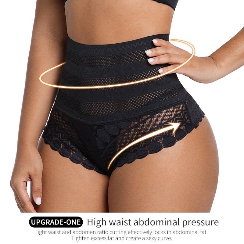 3X Mesh Lace High Waist Tummy Control Panties Breathable Butt Lifting Underwear