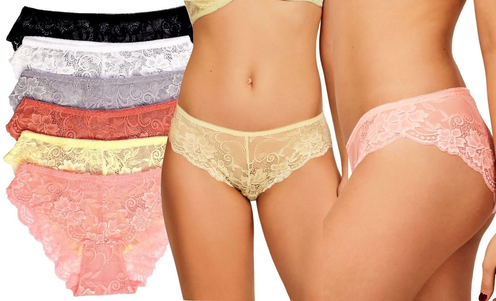 ToBeInStyle Women’s 6-Pack Sexy Delicate Sheer Floral Lace Design Underwear