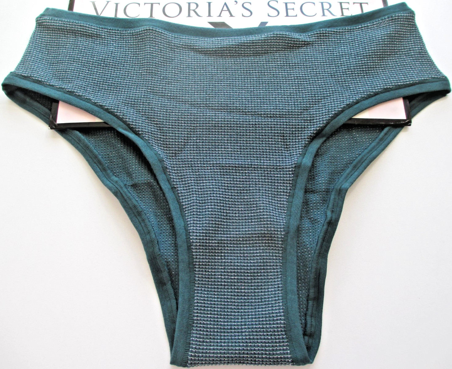 VICTORIA’S SECRET PINK Waffle Cotton Cheeky Panty VS Dark Green Shine S M L XL