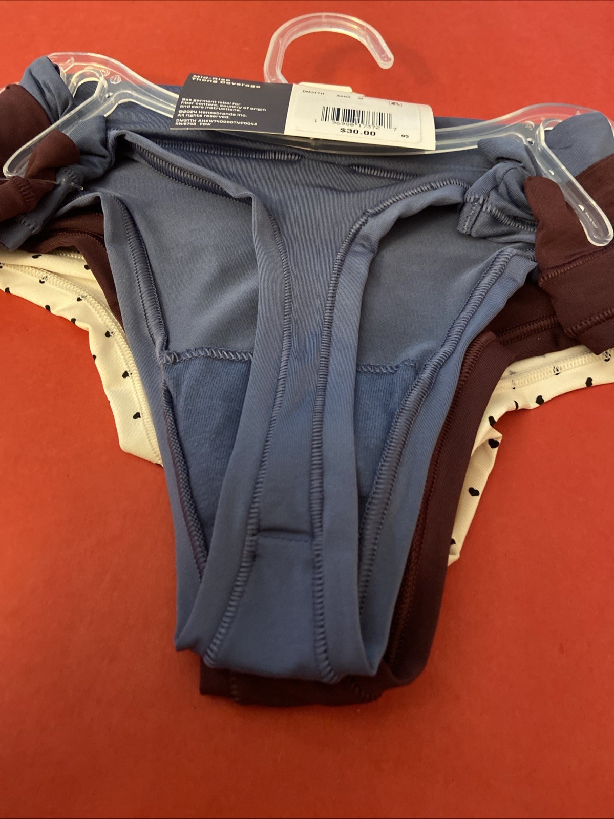 MAIDENFORM 3 PACK !!! ASSORTED THONG SET/ Size MEDIUM / Size 6 / MSRP $30
