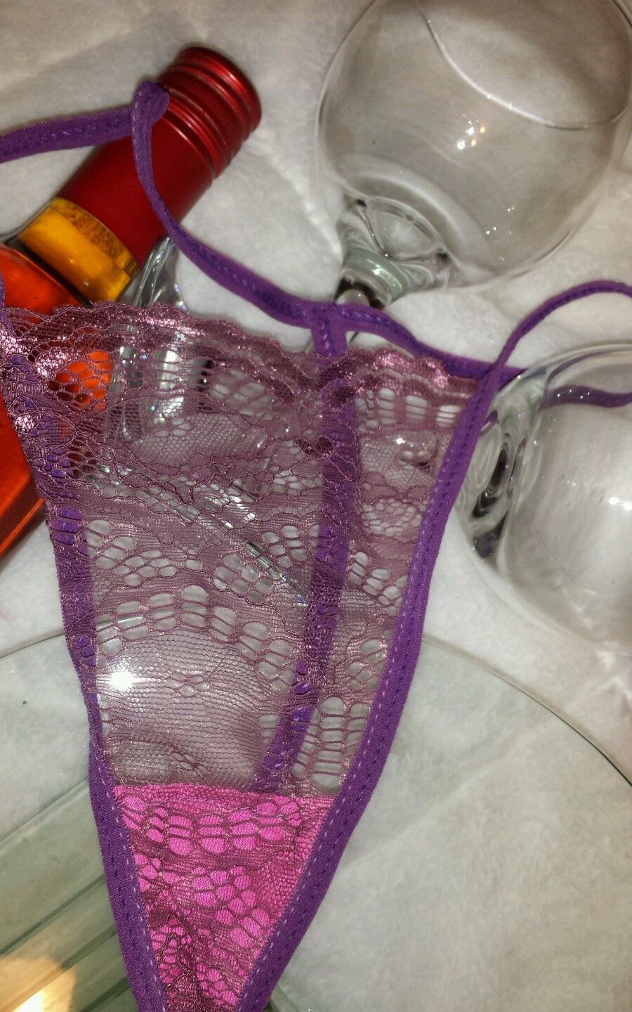 6 Pair Size 7 large Pink, Red Black White Purpl Rose Lace Thong Panties Lot 18