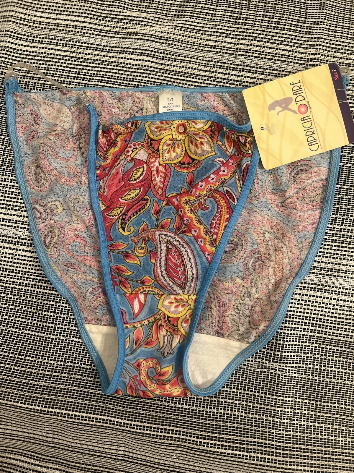 VTG WOMEN’S PANTIES BIKINI LINGERIE CAPRICIA O’DARE SIZE L/7 BODY 100% POLYESTER