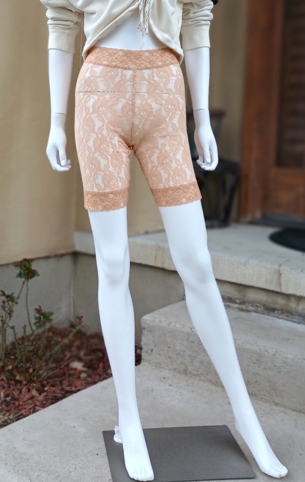 Lacy Biker Shorts Underwear by Anthropologie, size XS, nude color, NWT