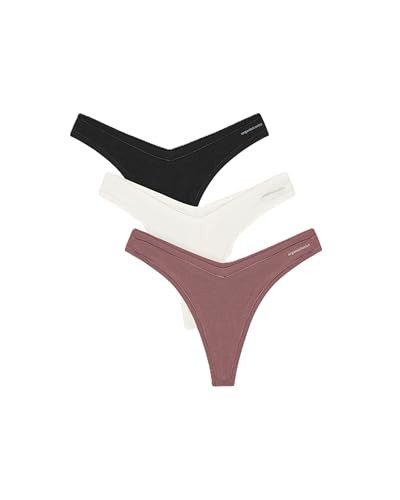 Organic Basics Flex Cotton Thong Underwear 3-Pack White Pink Black Panty XS