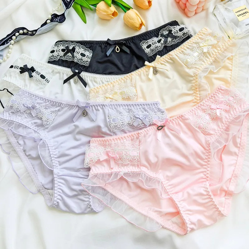 Ruffle Trim Panties Mid Rise Floral Soft Breathable Panty Women’s Underwear
