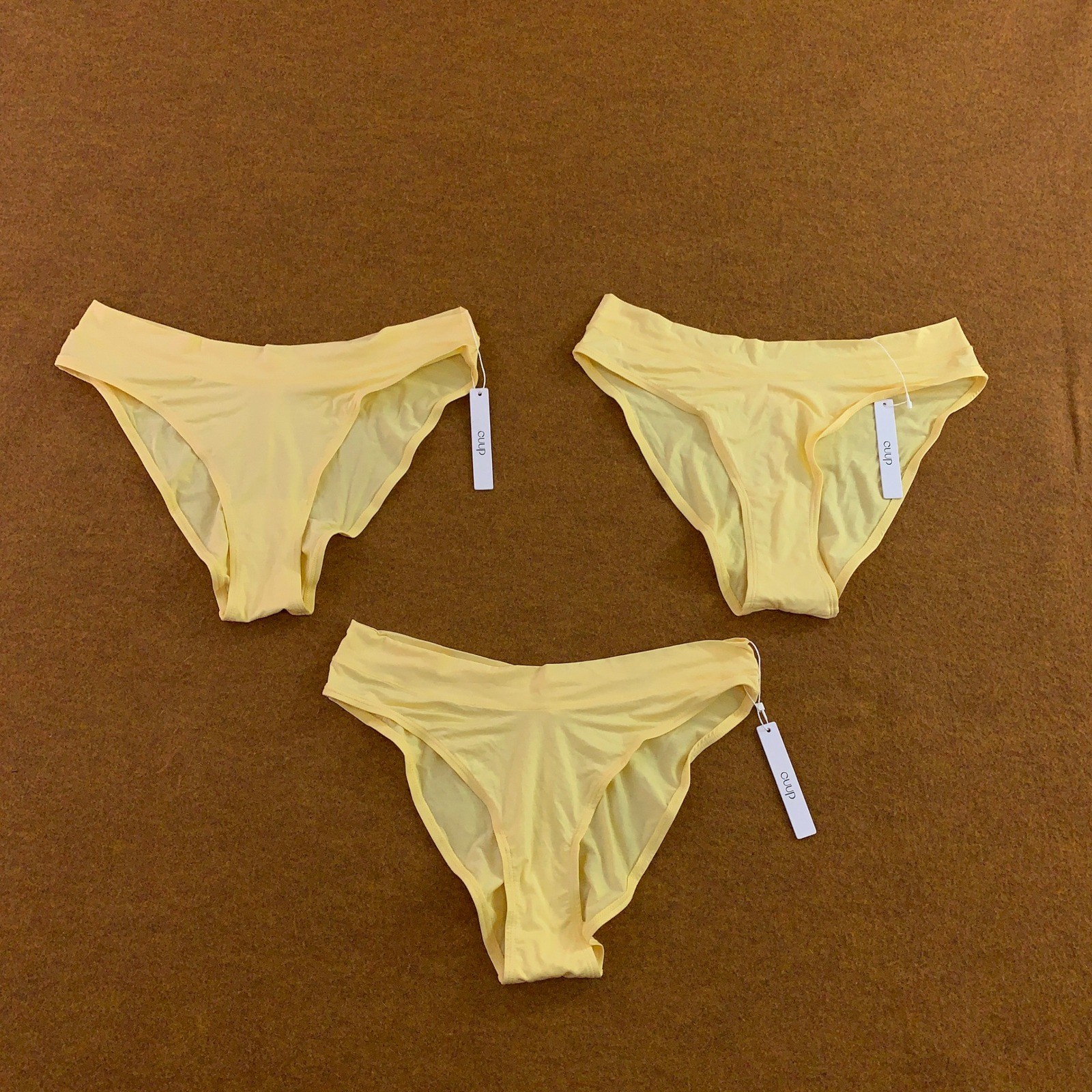 CUUP Womens Medium Honey Yellow Modal Stretch Bikini Panty 3 Pack NWT *Flaw