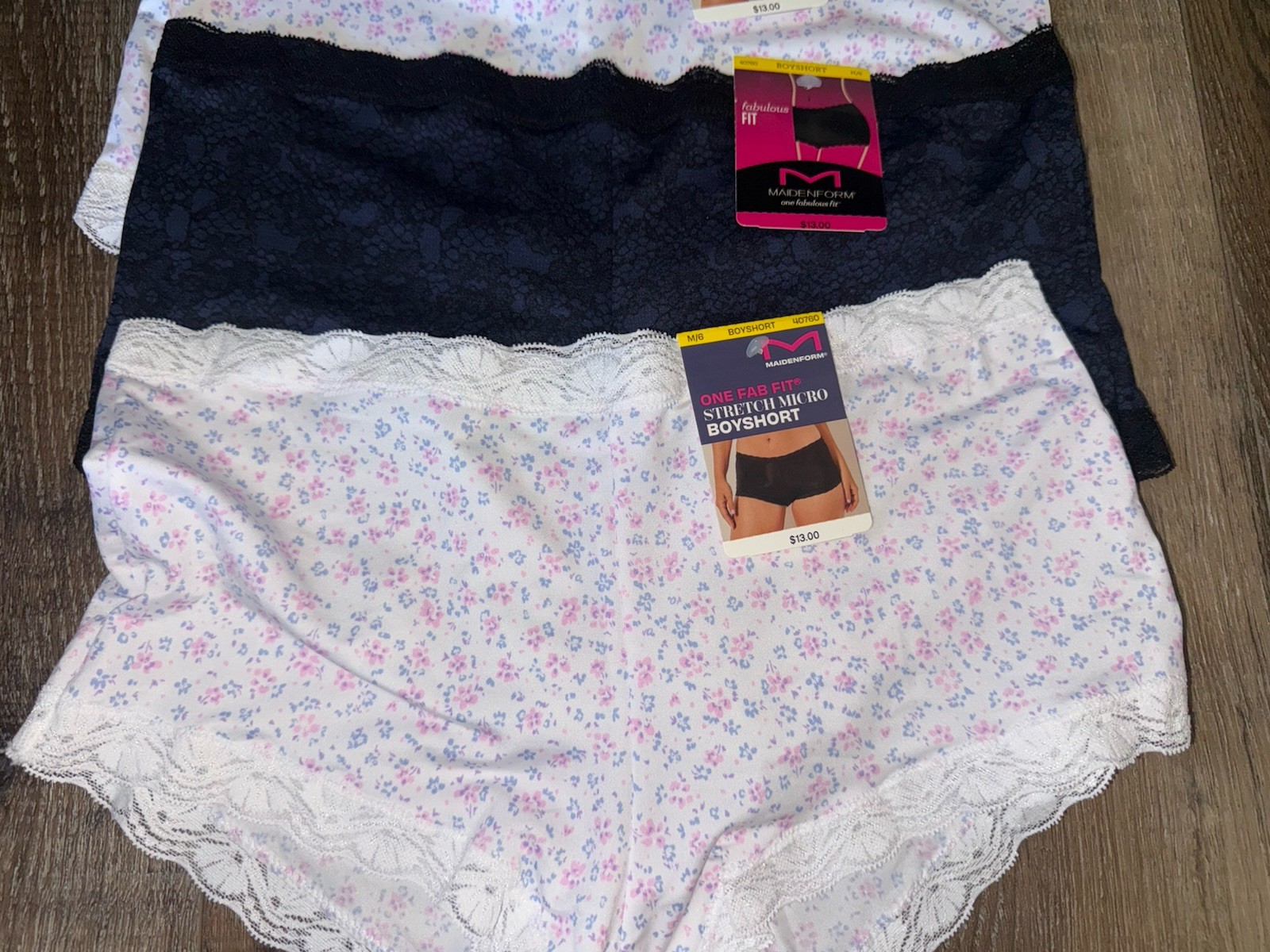 Maidenform 3-Pair Women’s Boyshort Underwear Polyester Blend Stretch (B) ~ M