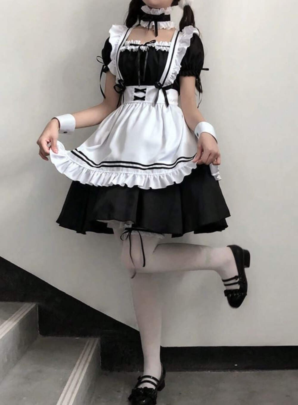 French Maid Costume set cosplay Fancy Dress Women Outfit size M / UK 10 sissy