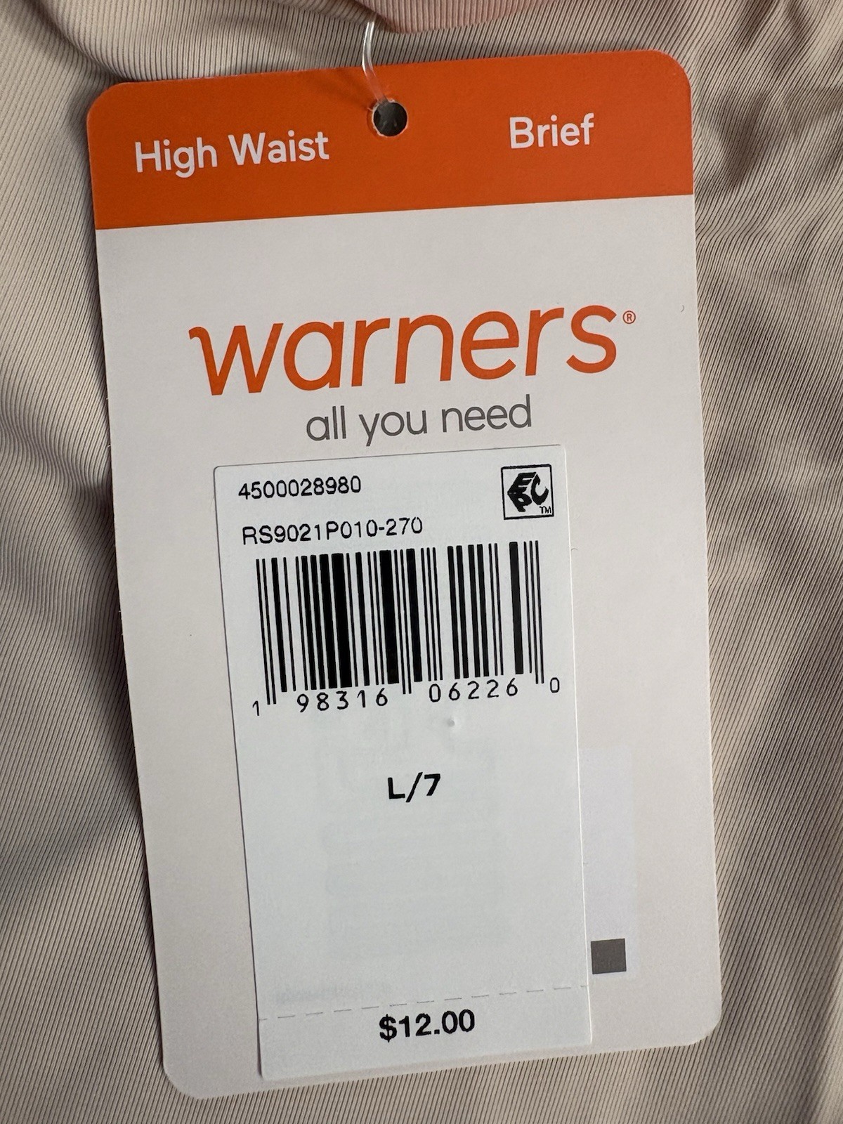 NEW Warners Briefs Smooth It Over Pinch-Free High Waist 2 Pair Size Large 7 Tan