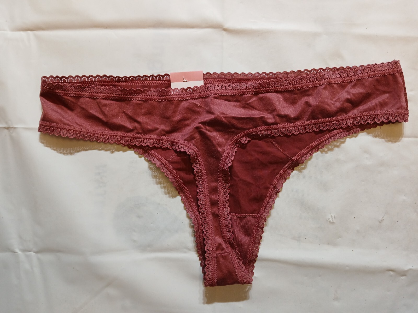Auden Women s Smooth Floral Pull- On Low Rise Micro Lace Thong Deep Pink Size L