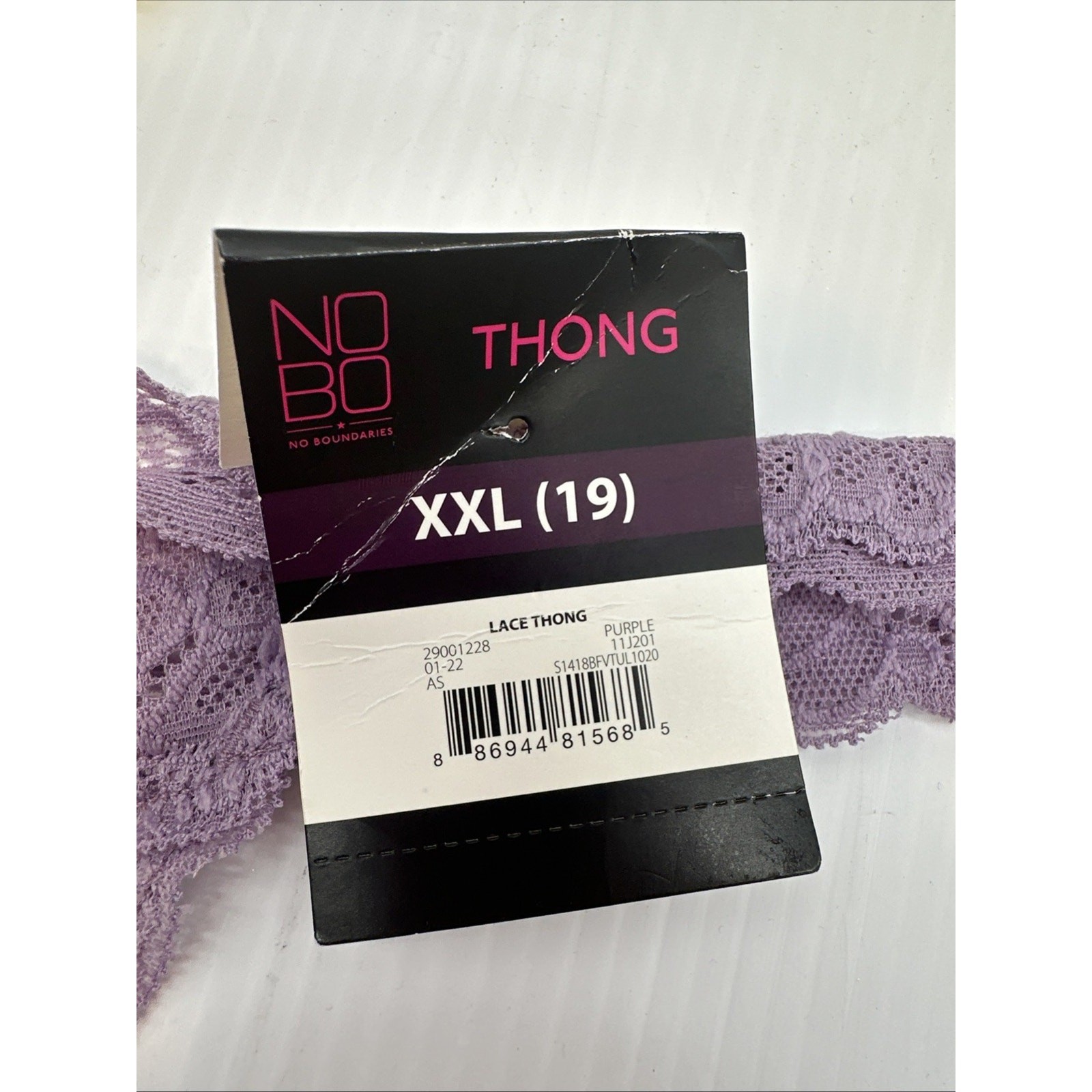 NOBO No Boundaries XXL(19) Set Of 3 Thong Panties Lace, Pink/orange Purple Yello
