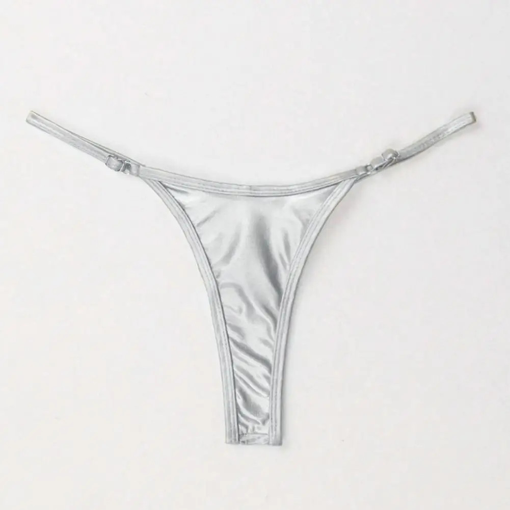 Glossy G String Panties Low Waist Adjustable Strap Thong Briefs Women Swim
