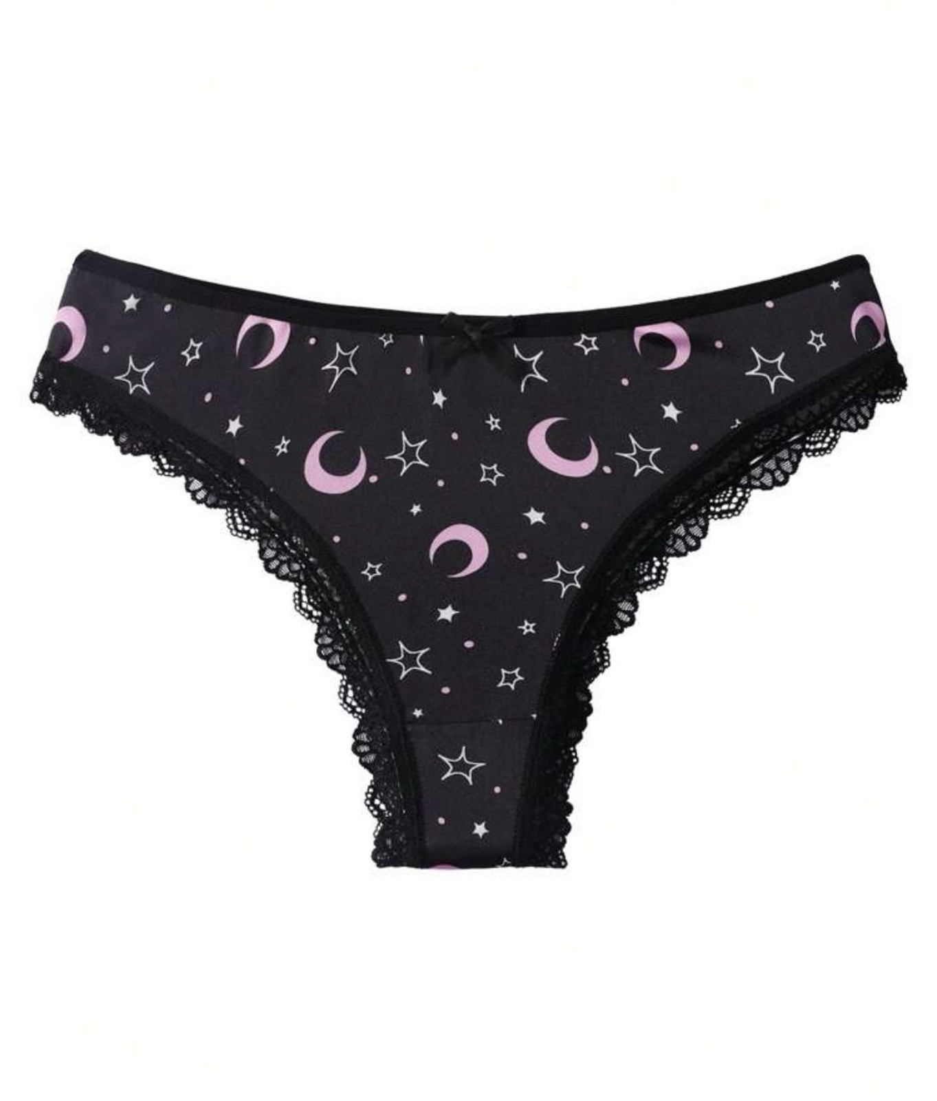 Women’s Teen’s Celestial Stars & Moons Bikini Panties Lace Stretch 4pk (8) Large