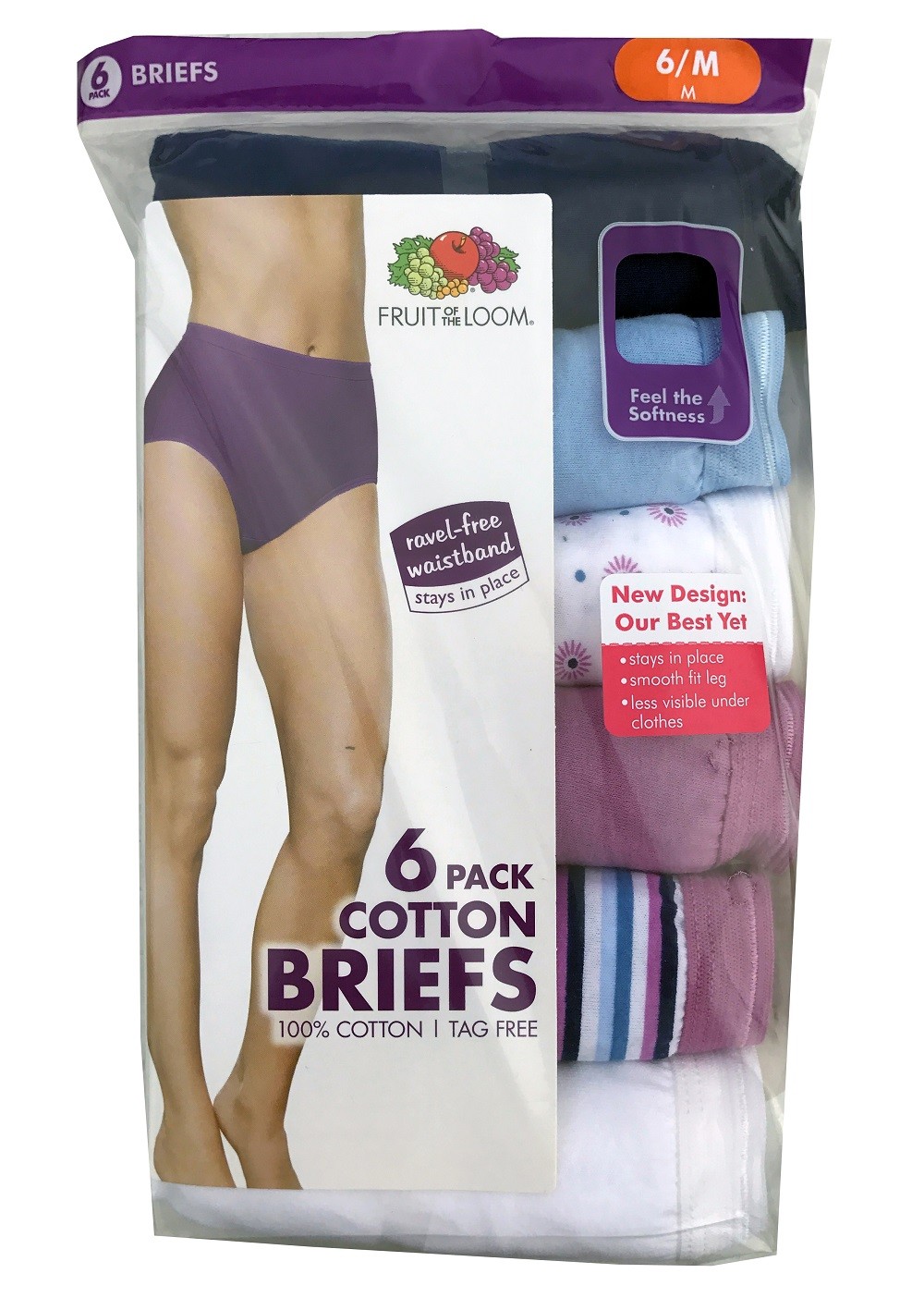 Fruit of the Loom® Women’s Briefs 6-Pack “100% Cotton & Tag Free” 6DBRIAS