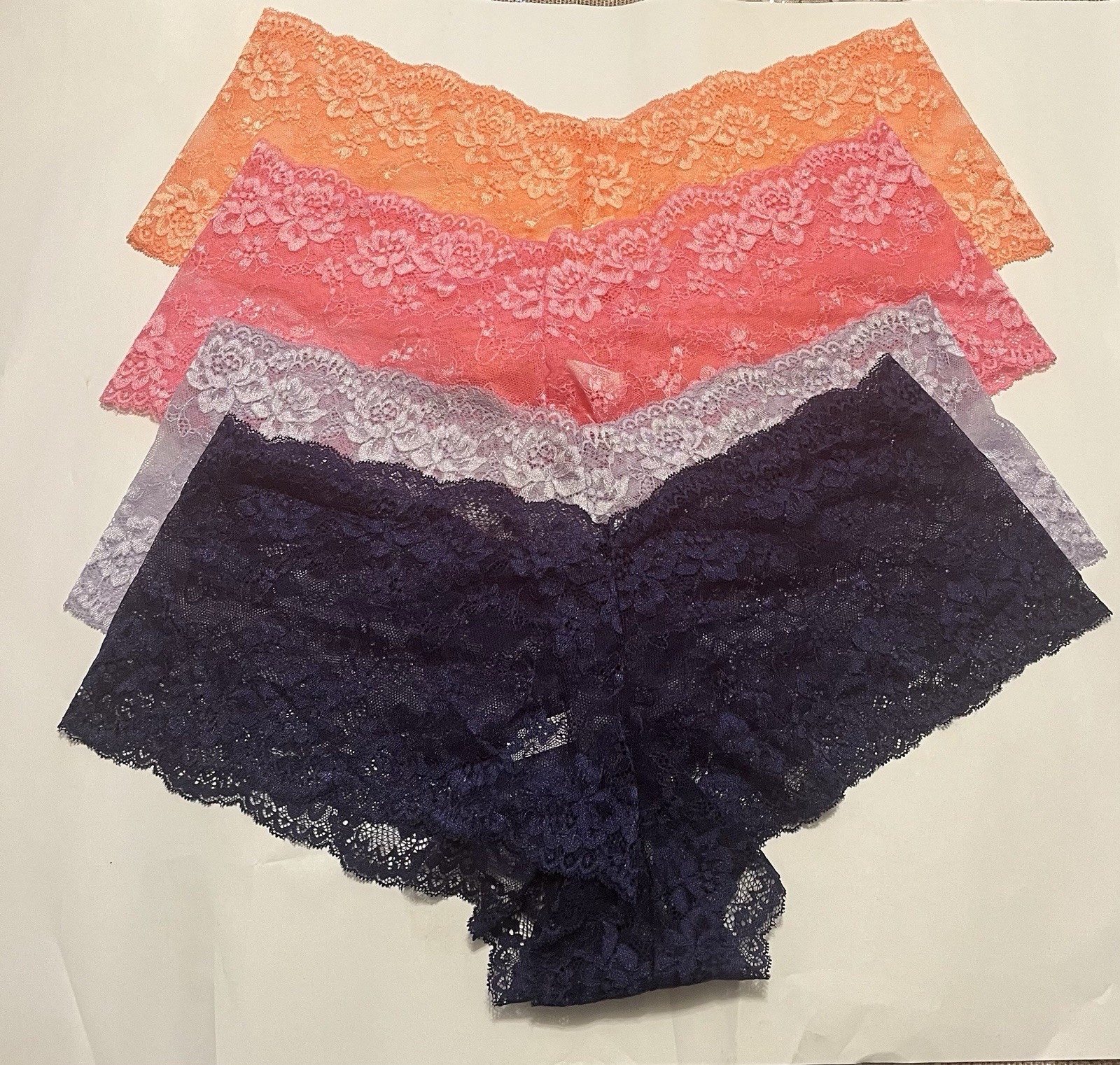 Women’s Lace Floral Boyshort Panties 4-Pack, Stretch, Multicolor Plus 4XL