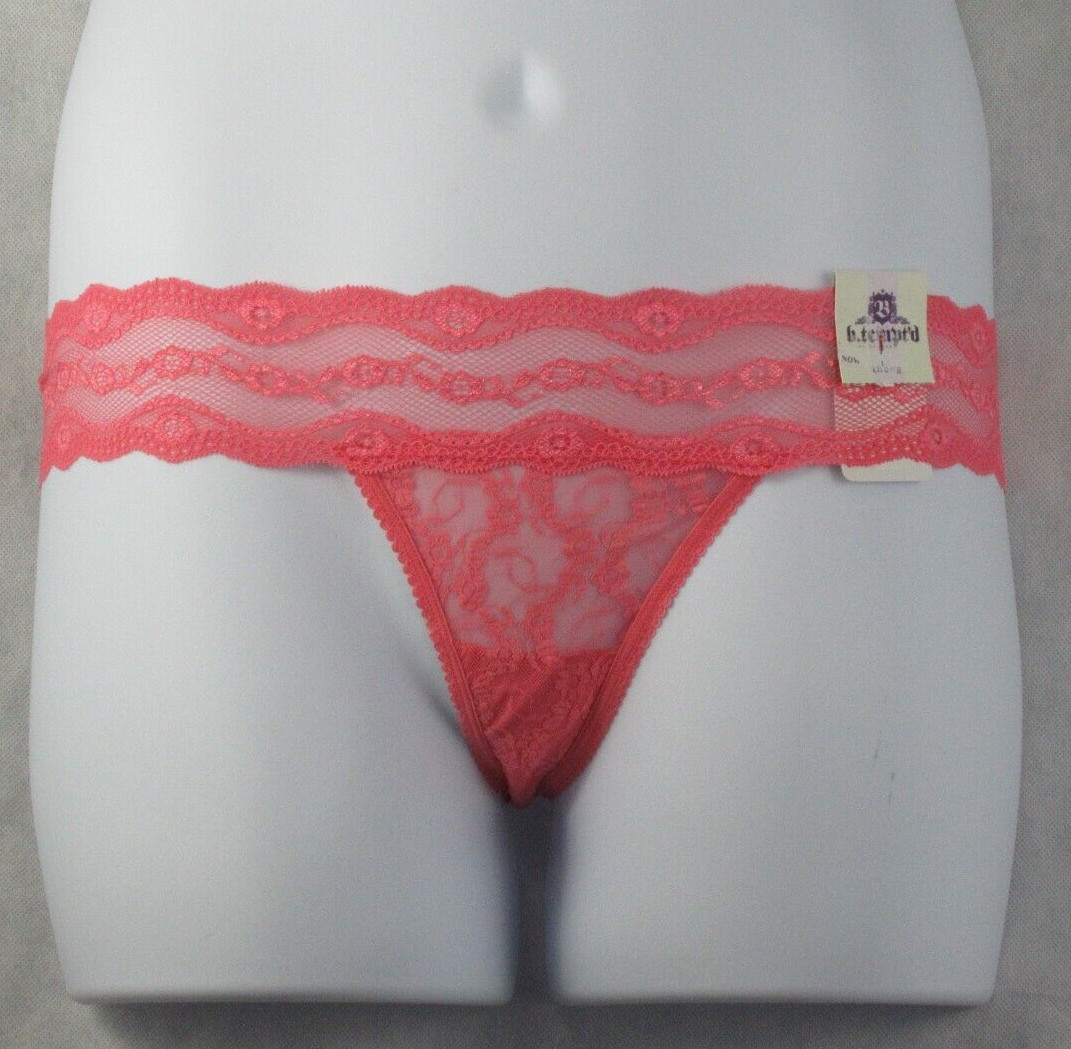 b.tempt’d by Wacoal Women’s Lace Kiss Thong Panty Underwear, Rose Pink, Small 5
