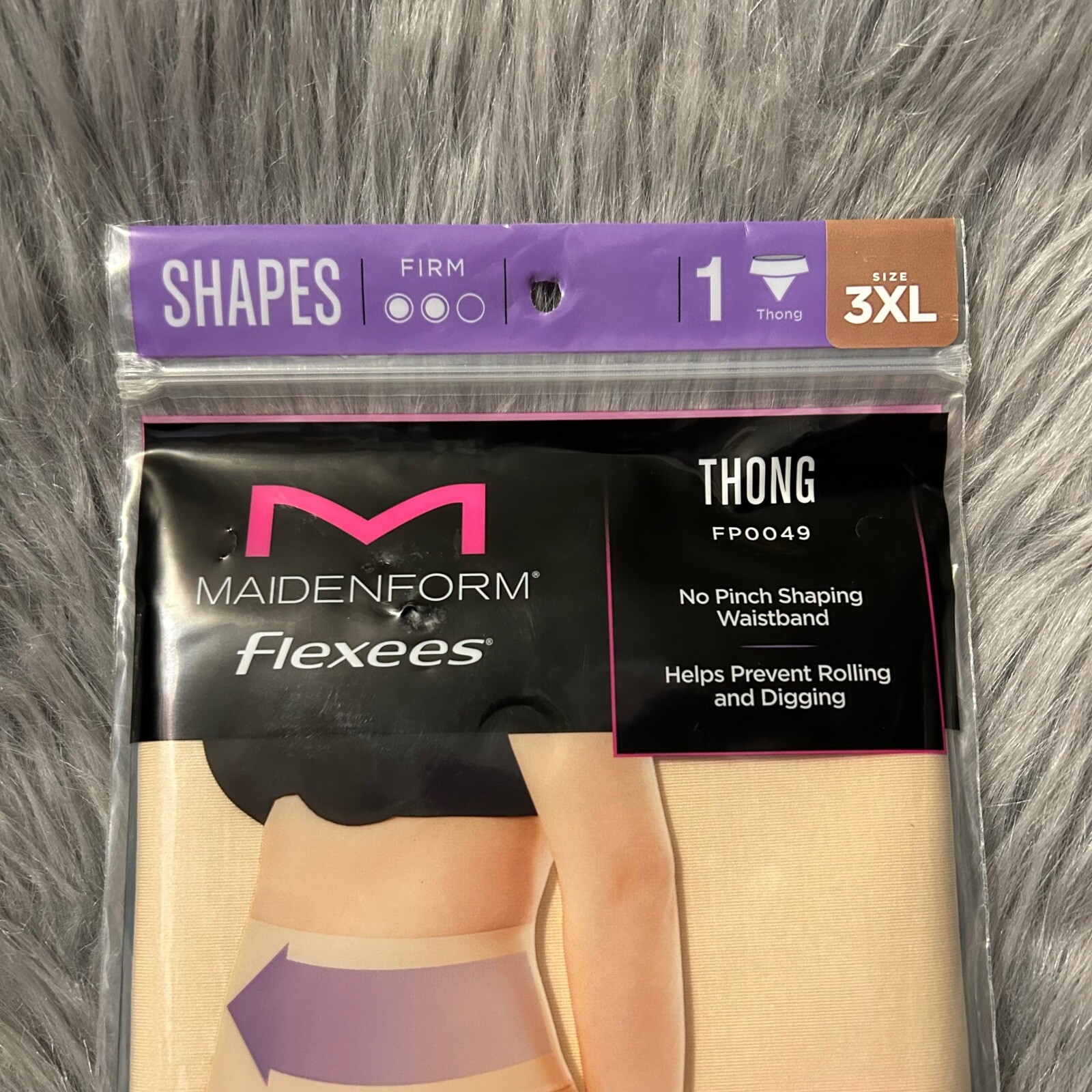 Maidenform Flexees Thong Womens Size 3XL Beige Shapewear Underwear Panty