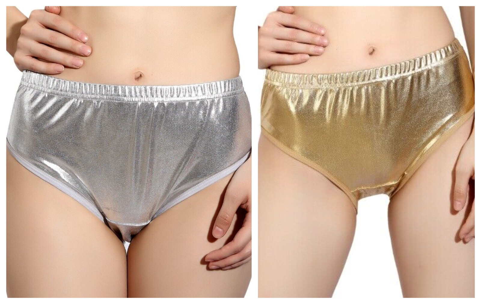 Womens Shiny Metallic Panty Briefs Ladies Wetlook Knicker Underwear Short Pantie