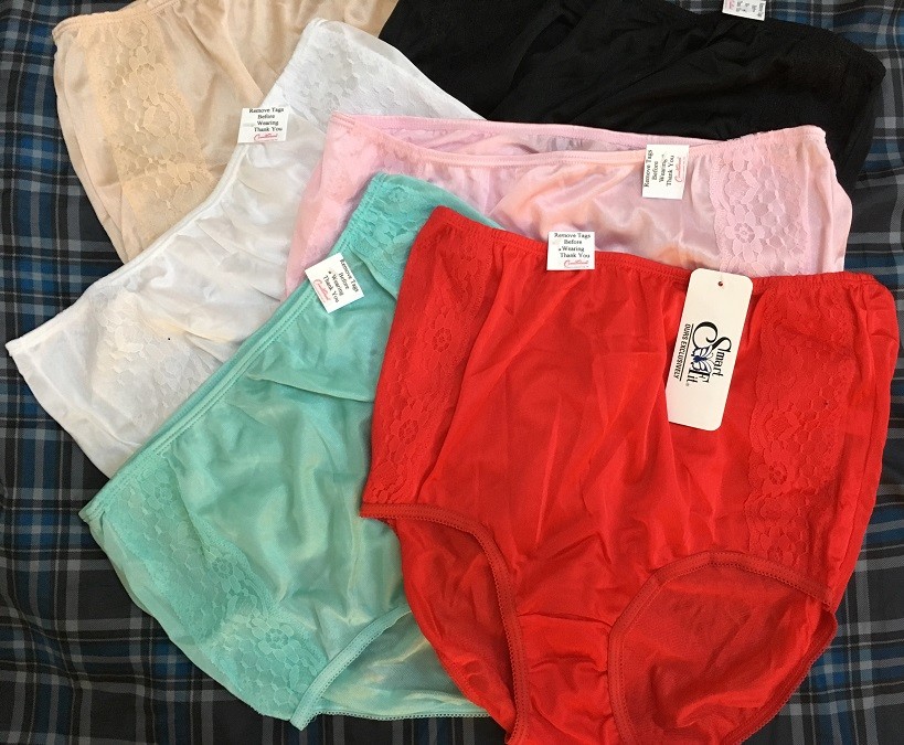 Smart Fit 42483W Full Cut Nylon Lace Trim Brief Panty Ladies- 4 Pack 5,6,7,8,9