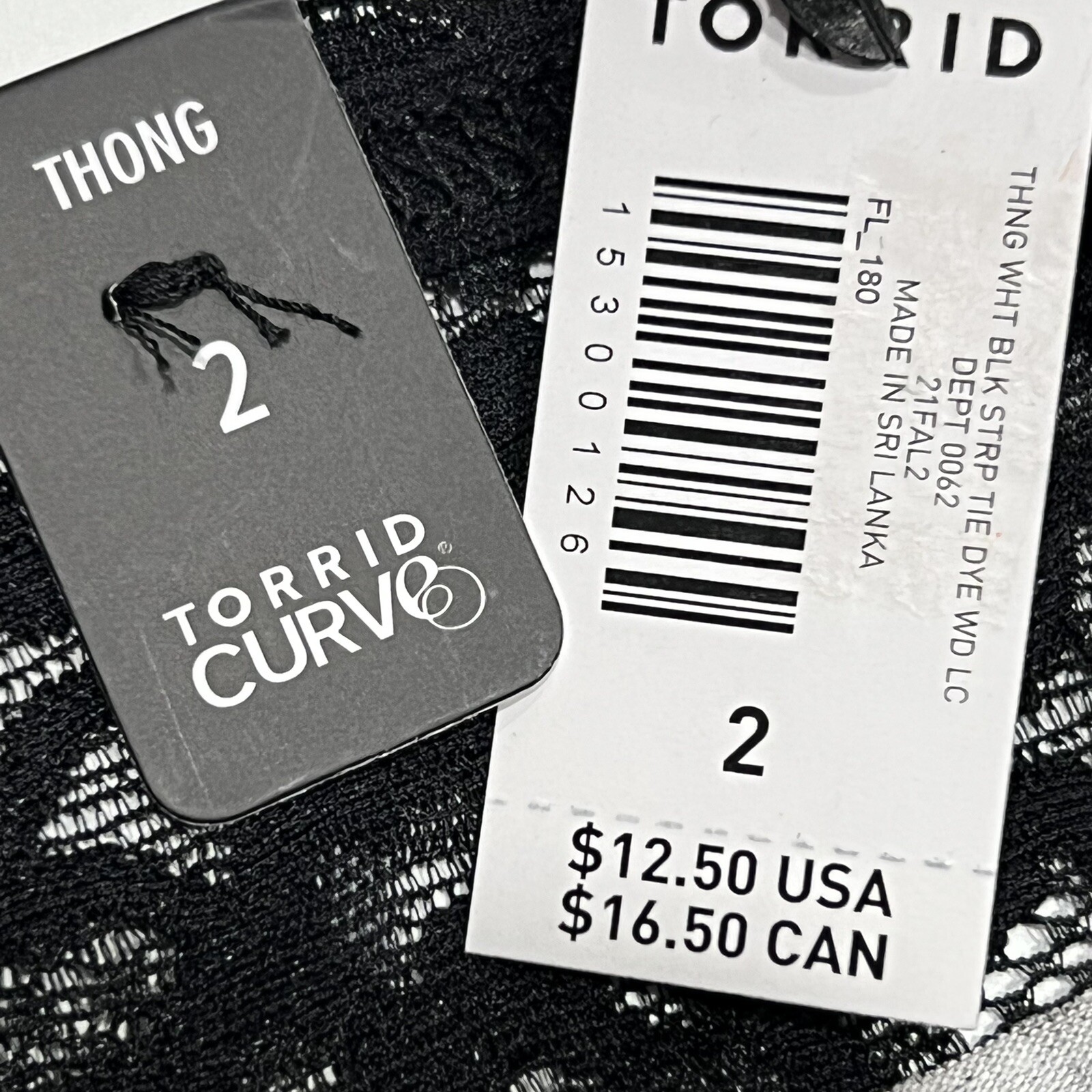 NWT TORRID Thong Pantie Underwear 0X-1X-2X-3X-4X Jersey Lace Black White