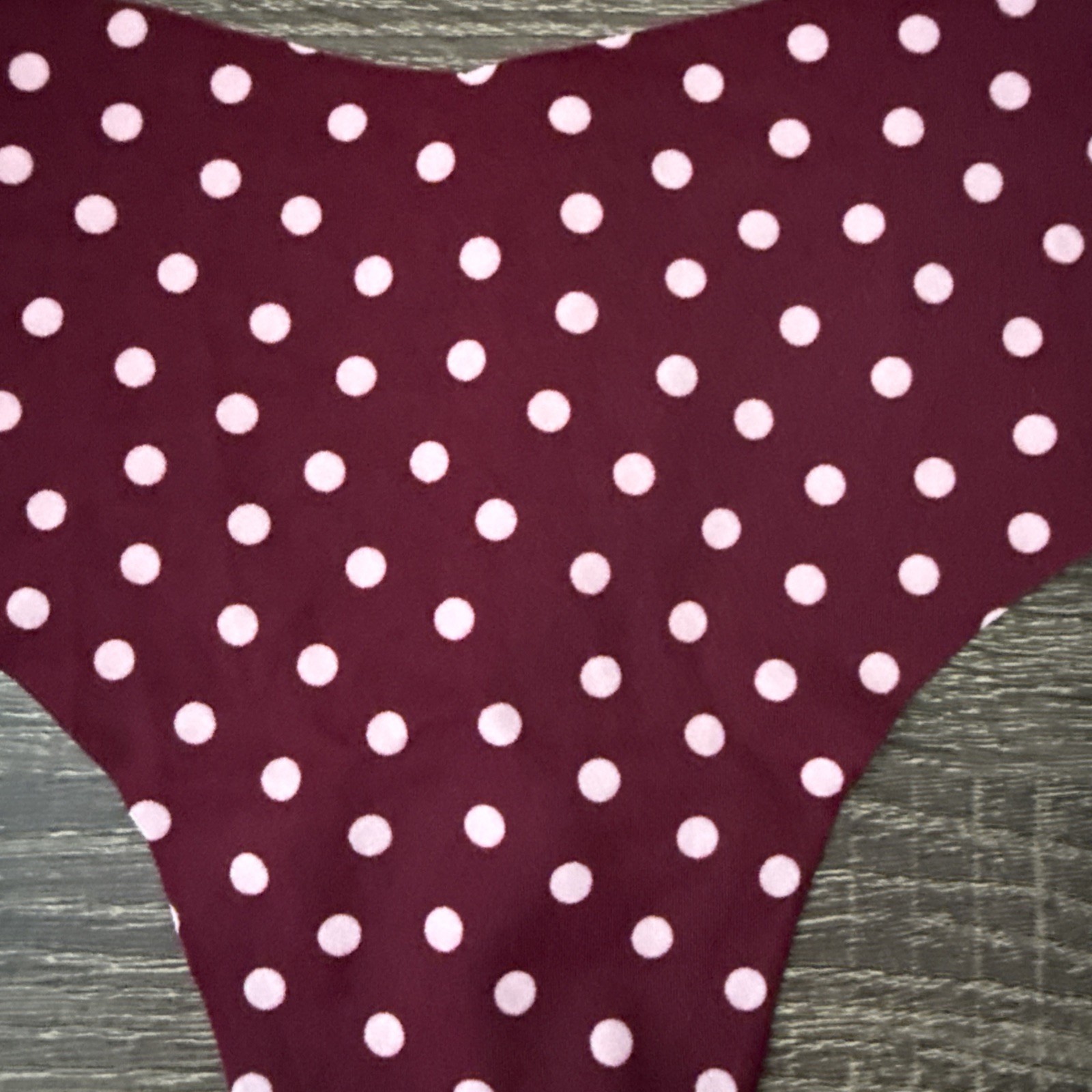 Victoria’s Secret Small, Maroon Polkadot No-Show Thong Panties