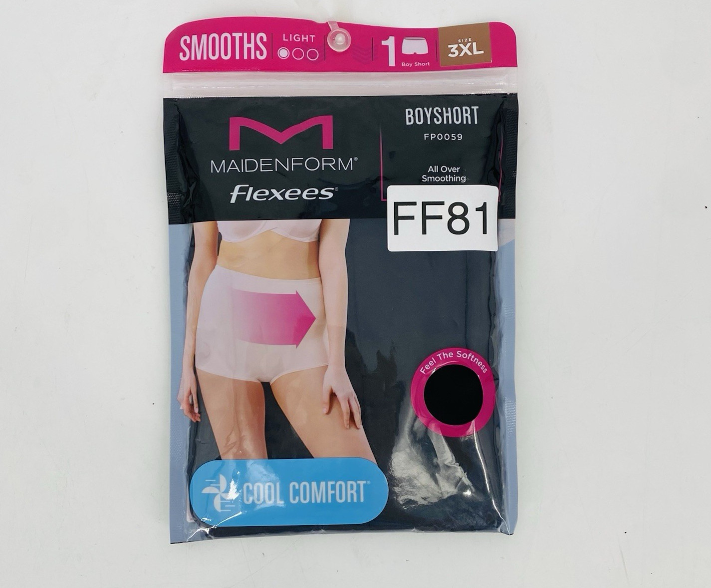 Maidenform Flexees Black Boyshort 3XL Cool Comfort Light Control Underwear 1 PC