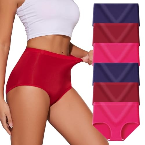 Womens Underwear Pack,C Section Large 6pack-3color-royal Blue,burgundy,rosy Red