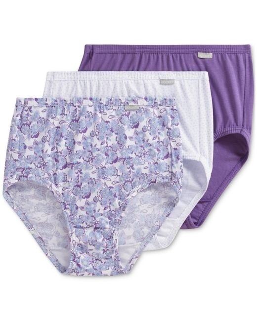 Jockey 3-Pack Elance Briefs Comfort 100% Cotton 1486 Paradise Floral 6/M NIP