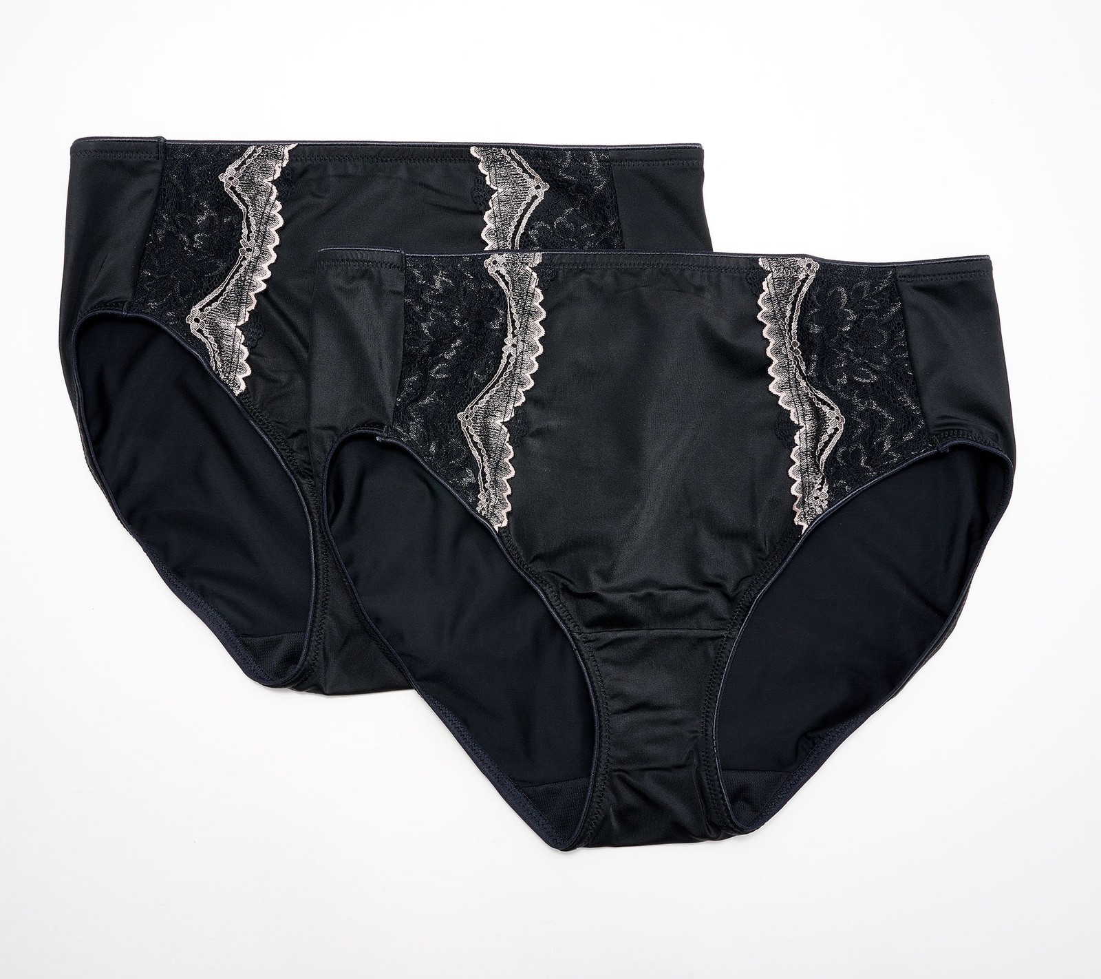 Breezies Women’s Panties Sz M -T Lace Shimmer Hi-Cut Brief Panty Black A655489