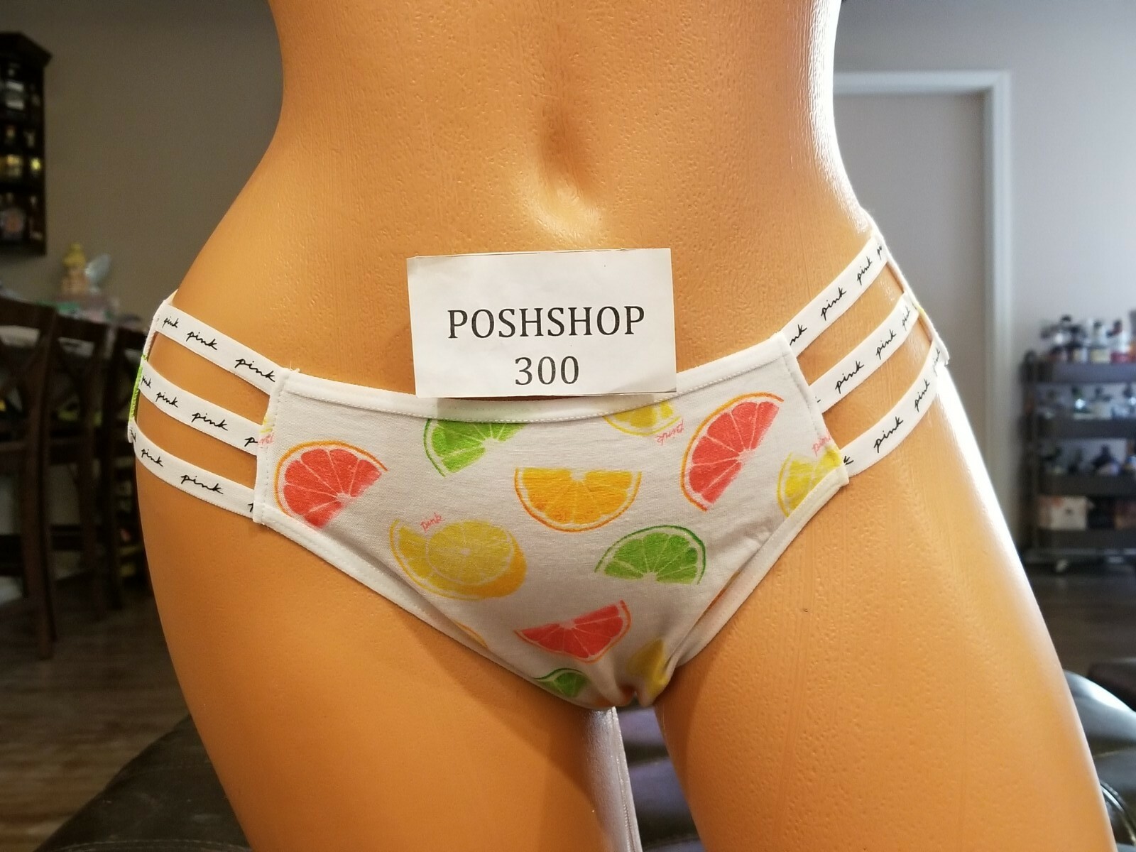 VICTORIA’S SECRET LEMON LIME ORANGE CITRUS PRINT STRAPPY CHEEKSTER TANGA