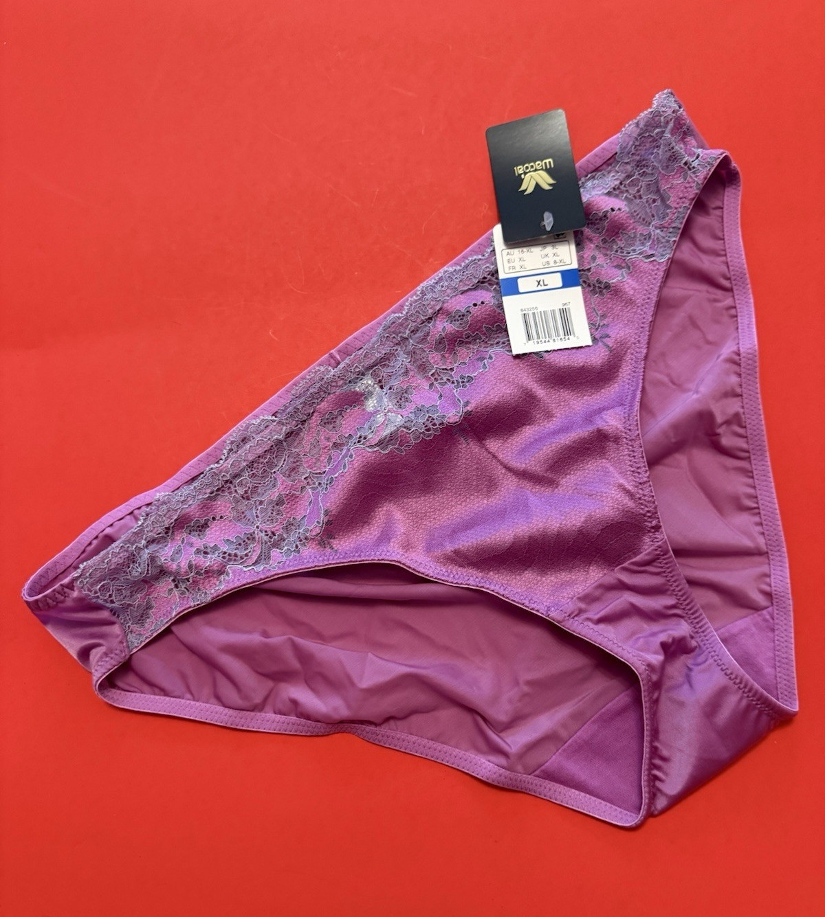 Jezebel Women’s Bikini Panties XL Purple Lace Floral Pattern 1 Pack