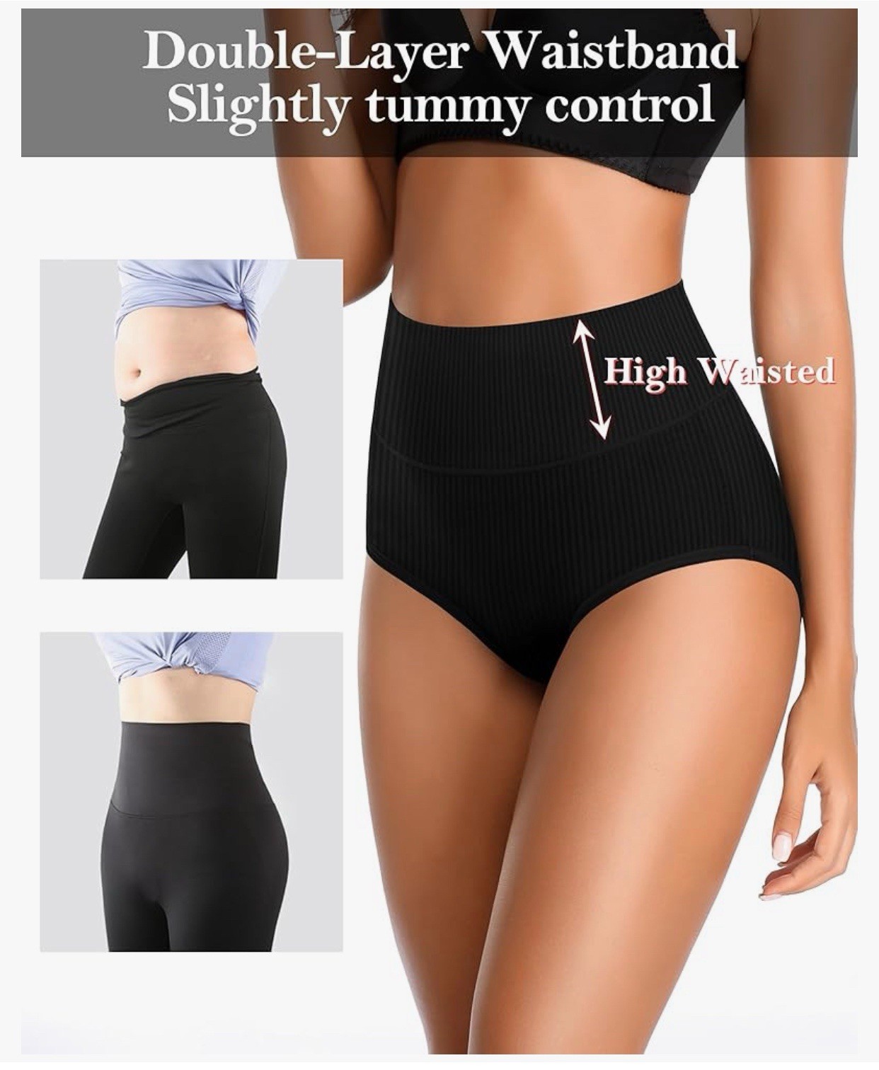 Womens Underwear High Waisted StrechFull Coverage Briefs.Panties 5 Pack