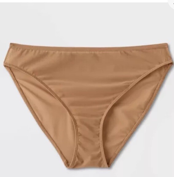 Auden Mesh High Cut Briefs Brown Women’s XL / 16 Semi Sheer Lingerie Mid Rise