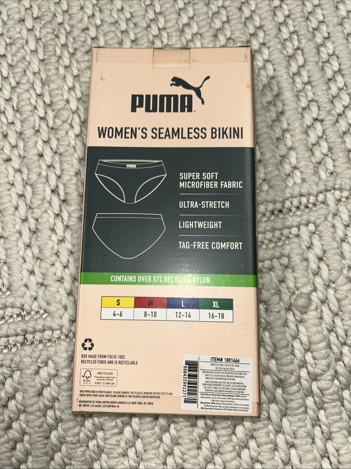 Puma Womens Seamless Bikini Underwear 4-Pack Lightweight Microfiber XL A4