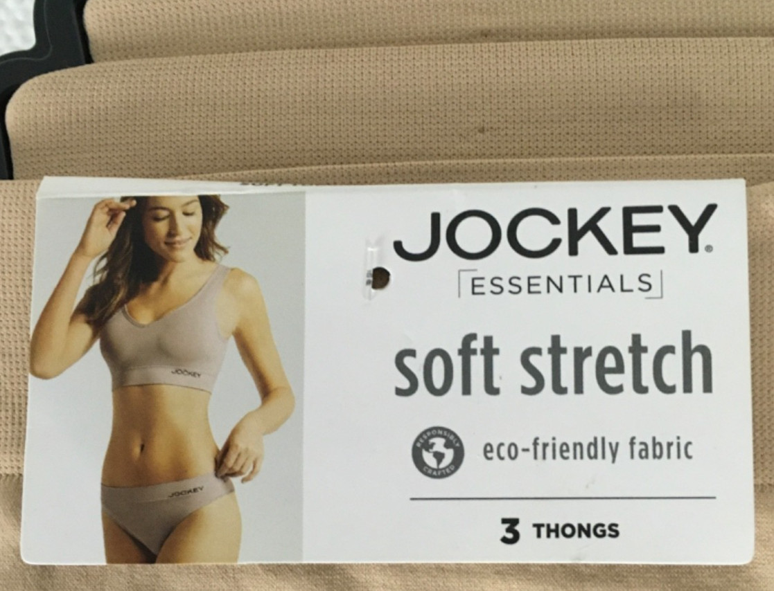 Jockey Essentials 3 Pack Thong Underwear Size XXXL Seamless Soft Stretch Tan New