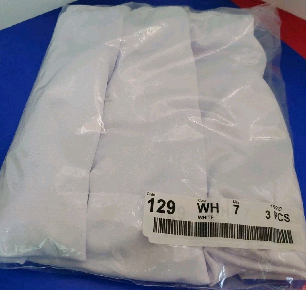 National Style 129 Nylon Brief Panties White Size 7 New 3 Pack