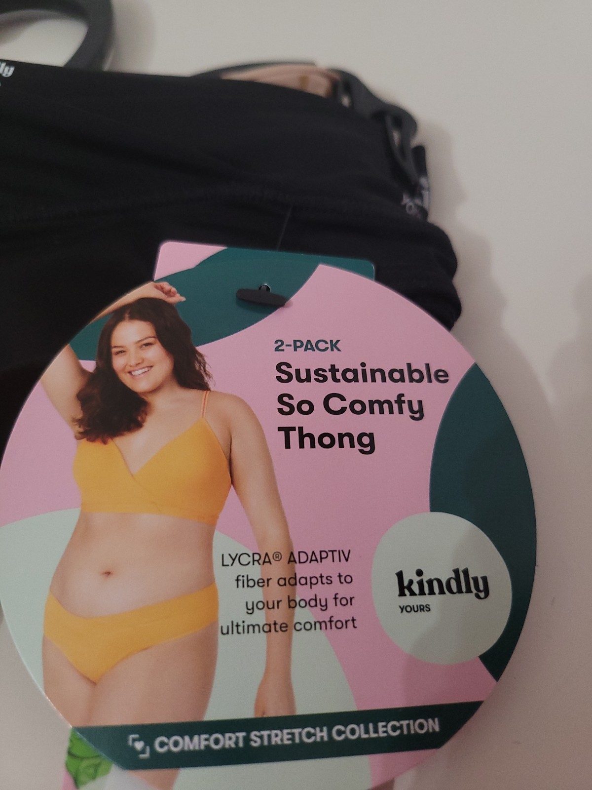 Kindly Yours Women XS (0-2) Crossover Thong Lycra Panties 2 Pk Black Beige NEW