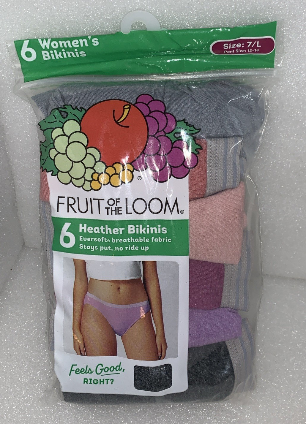 Fruit of The Loom Women’s Heather Bikinis Size 7/L 6-Pack