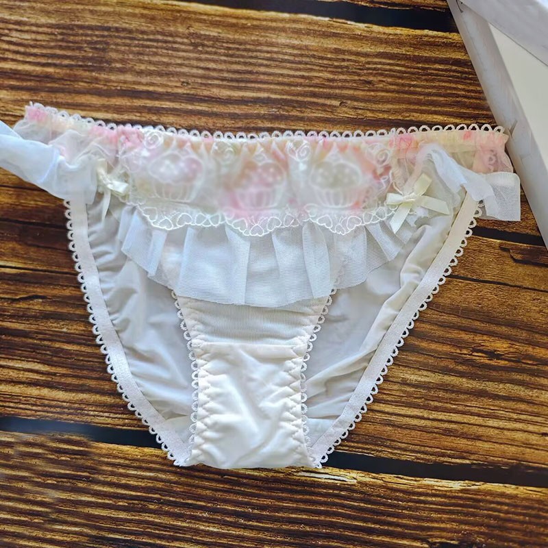 Japanese Lolita School Bow Panties Briefs Knickers Ruffles Sweet Women Underwear