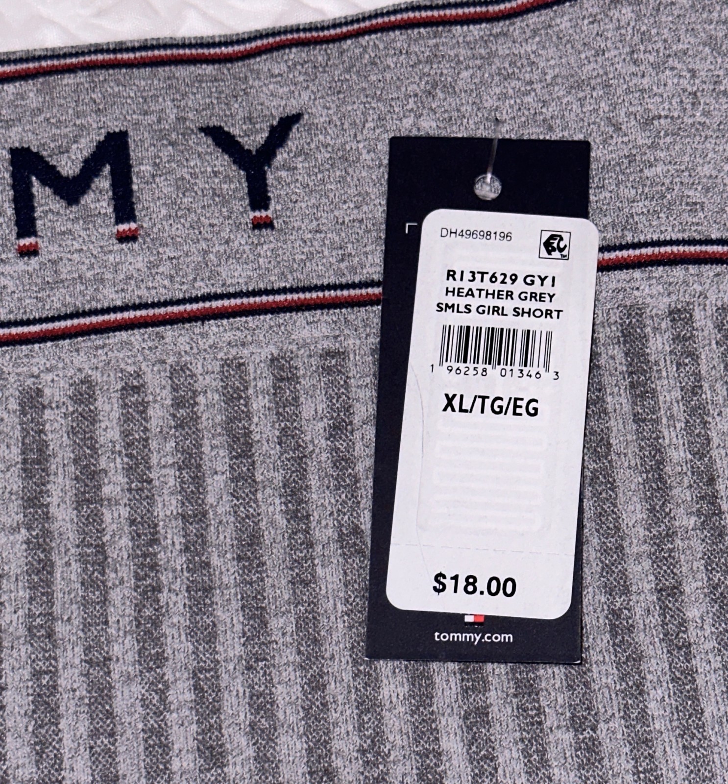 TOMMY HILFIGER Seamless Ribbed Grey Blue Red Girl Short Boyshort Panty Womens XL