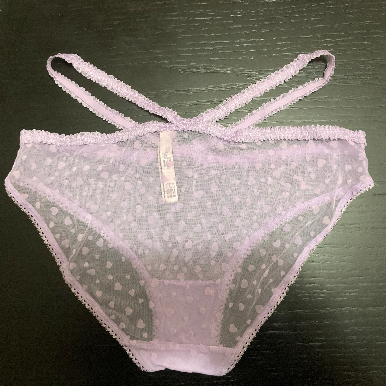 Victoria’s Secret Cotton Mesh Heartbreaker Lavender Bikini Panty L Free Ship w 5